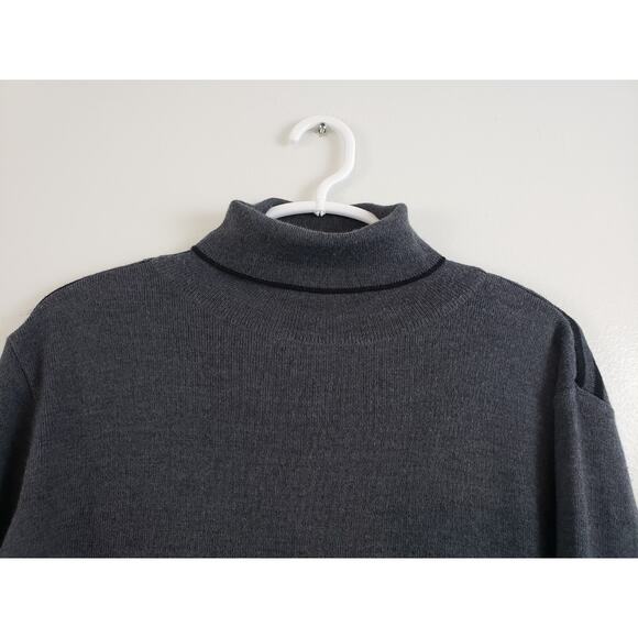 (N5) Y2K Anna Meazza Womens Sweater Size XL Turtleneck Striped Merino Wool - Picture 2 of 7